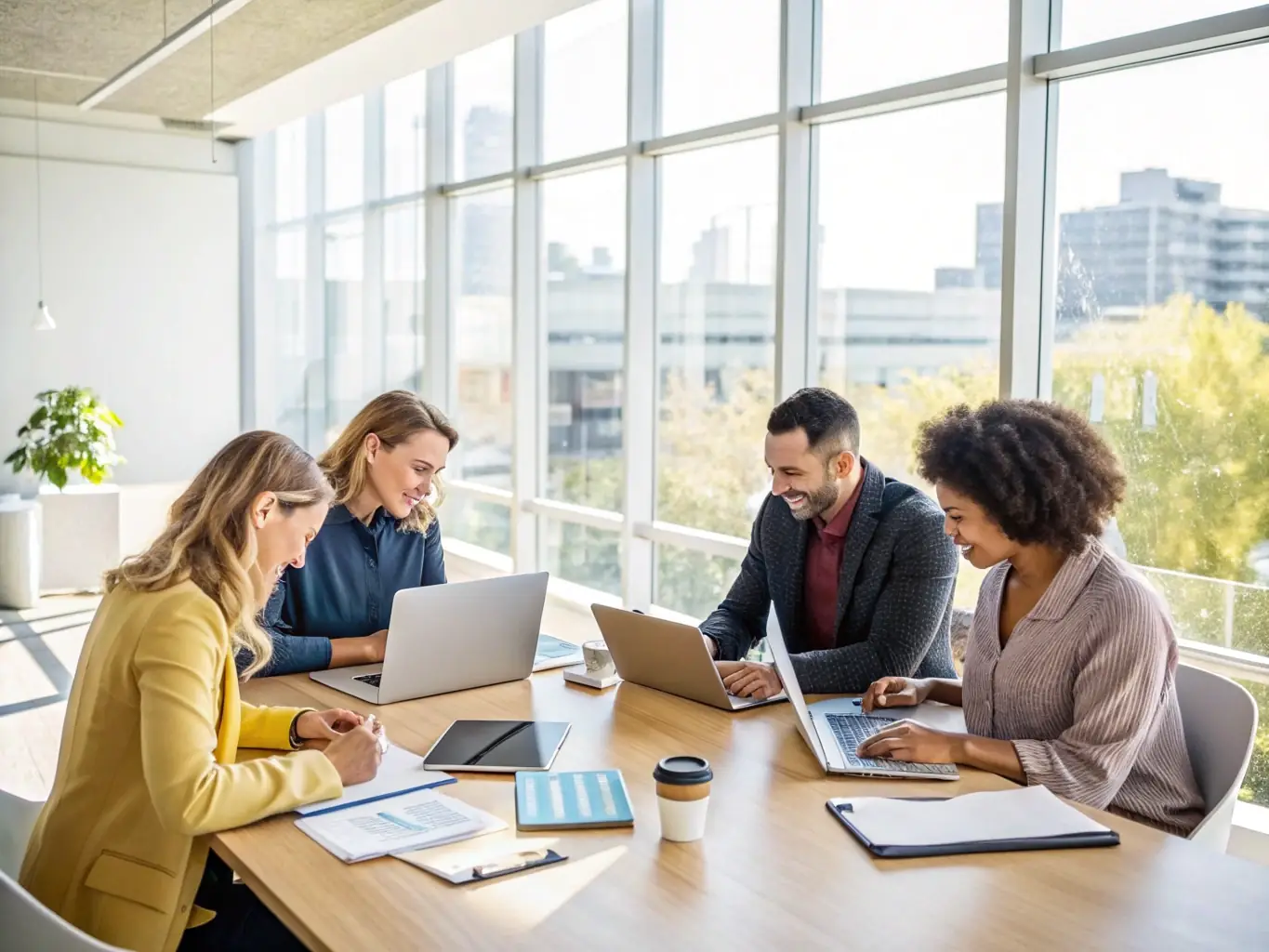 An image showing a diverse team of employees working collaboratively, symbolizing the strength and stability of a business with corporate-owned life insurance.