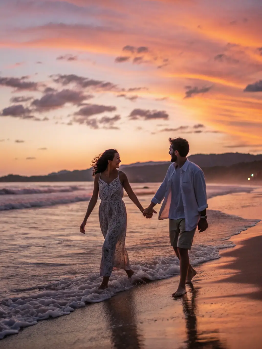 A serene image of a retired couple enjoying a sunset on a tropical beach, symbolizing a financially secure and fulfilling retirement.
