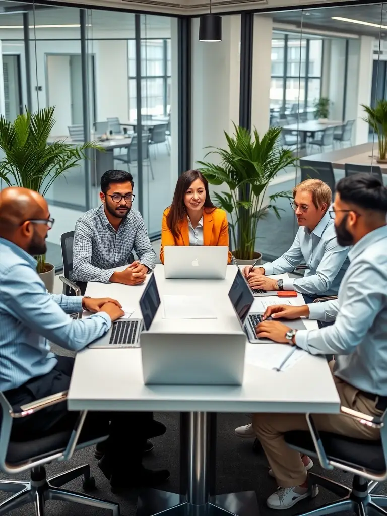 A diverse group of people smiling and gathered around a table, symbolizing community and the benefits of group life insurance.